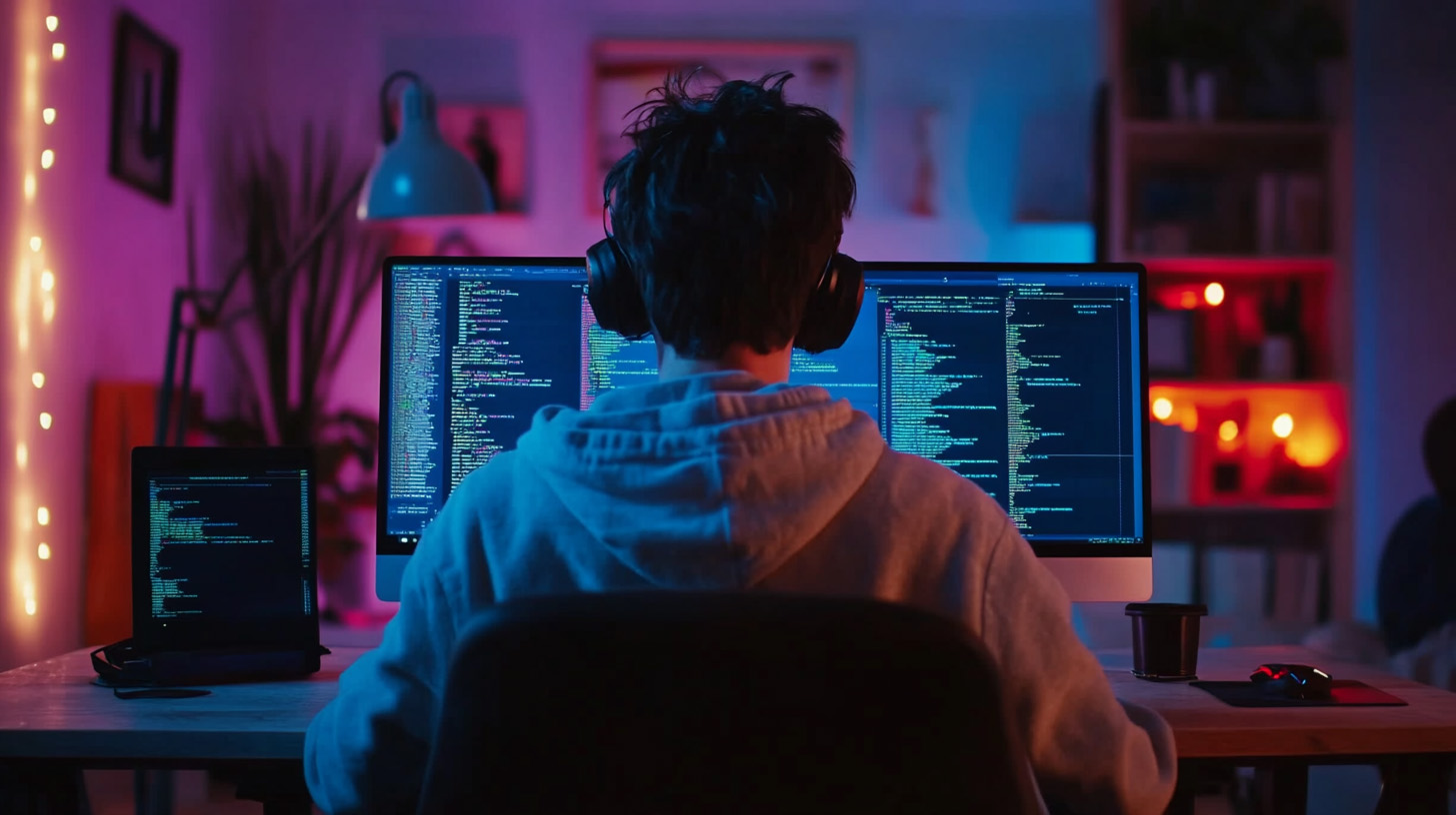 web designer coding behind a computer