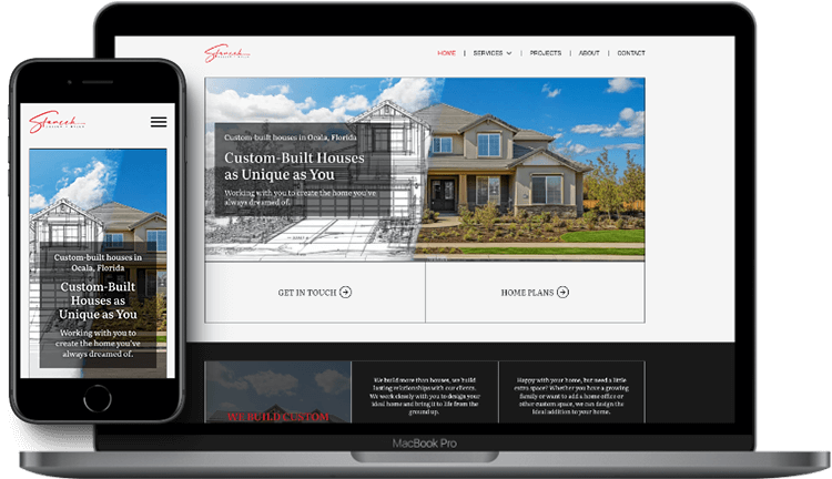laptop and mobile phone screenshots of Almost Perfect Furniture's website
