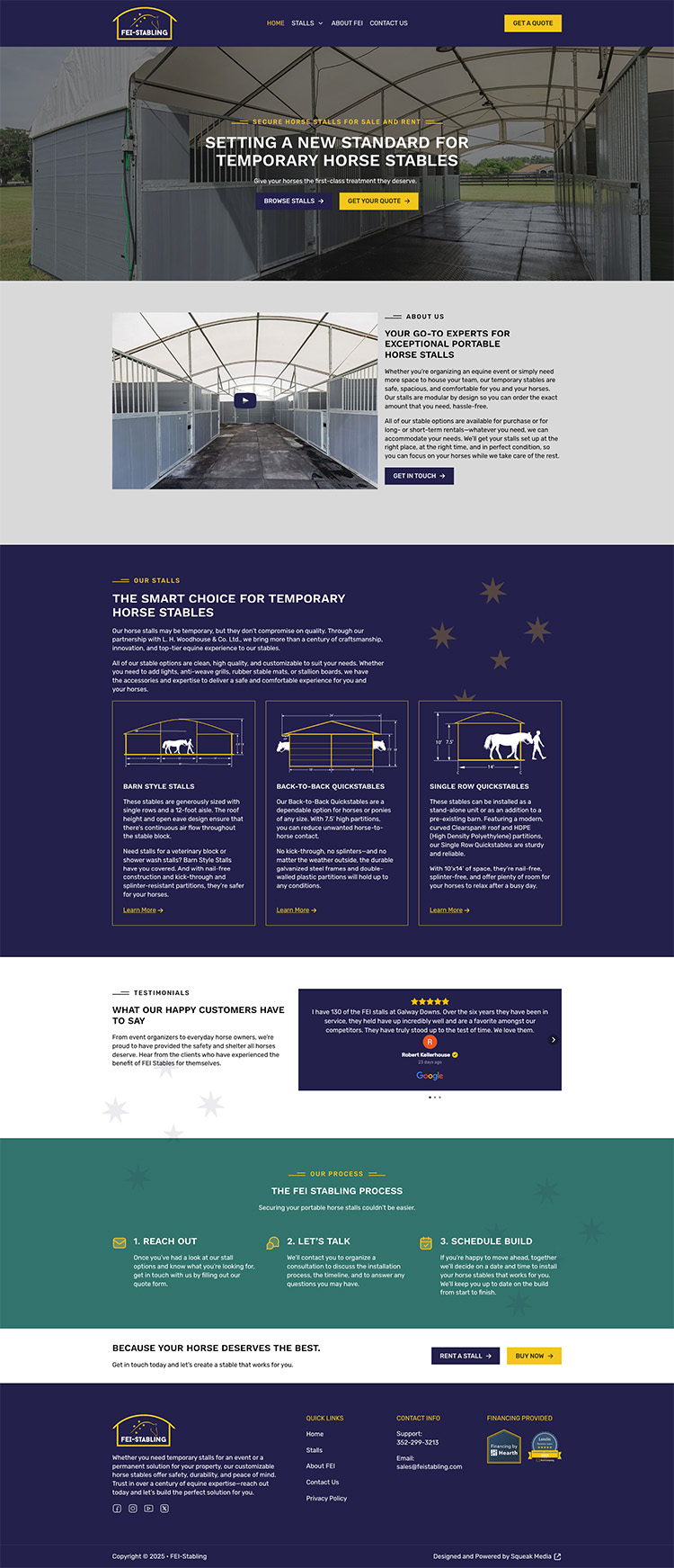 Screenshot of FEI Stabling website