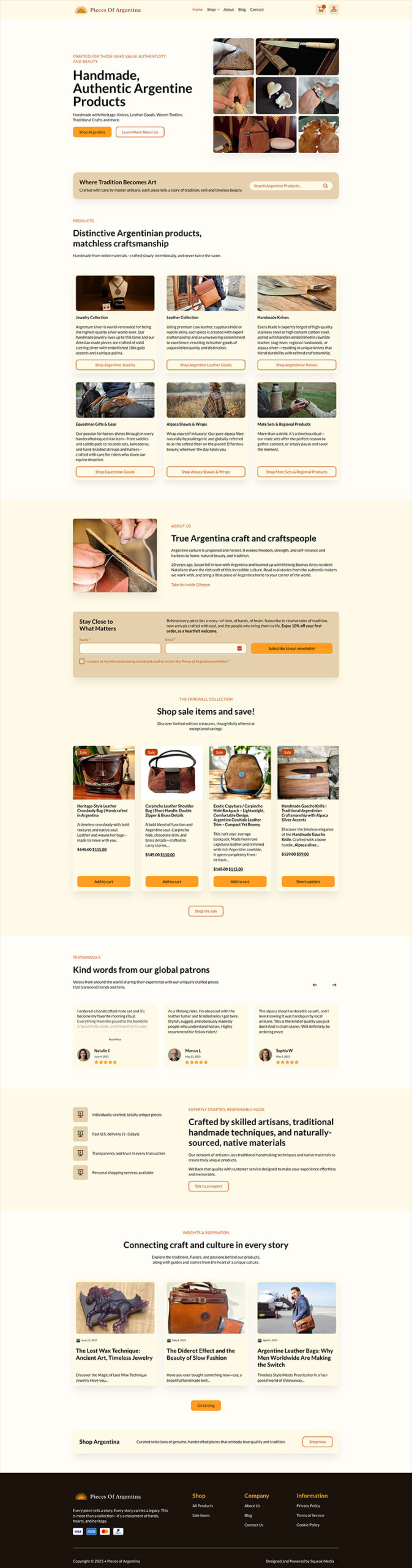 screenshot of piecesofargentina.com website